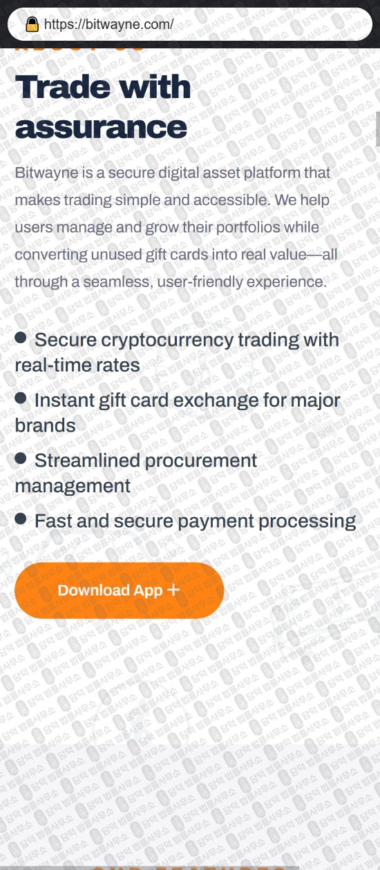 이 사진은 담덕법률사무소에서 캡쳐해둔 비트웨인(Bitwayne) 웹사이트 캡쳐 사진이며 URL은 bitwayne.com 입니다.