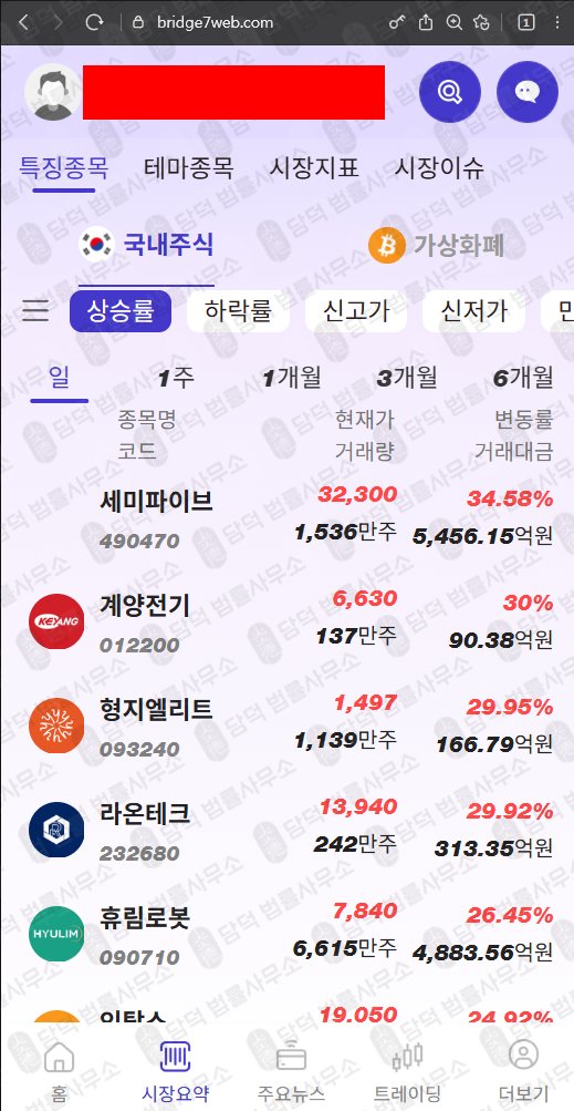 이 사진은 담덕법률사무소에서 캡쳐해둔 팀미션사기추적(BRIDGE7) 웹사이트 캡쳐 사진이며 URL은 bridge7web.com 입니다.