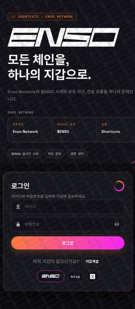 이 사진은 담덕법률사무소에서 캡쳐해둔 사칭(ENSO Network) 웹사이트 캡쳐 사진이며 URL은 enso-wallet.com 입니다.