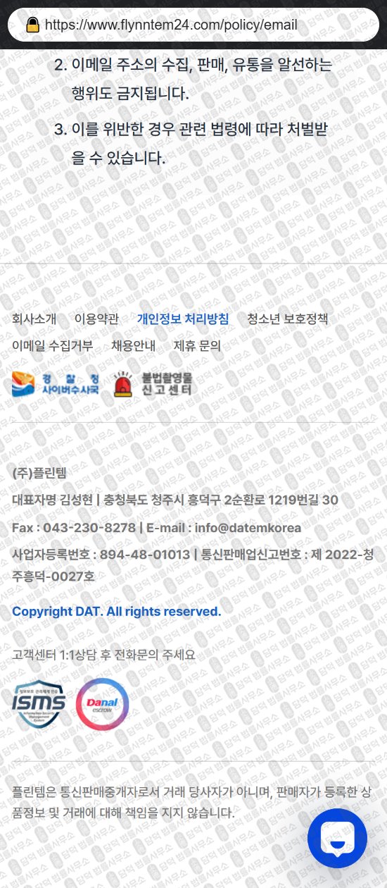 이 사진은 담덕법률사무소에서 캡쳐해둔 국내(URL) 웹사이트 캡쳐 사진이며 URL은 flynntem24.com 입니다.