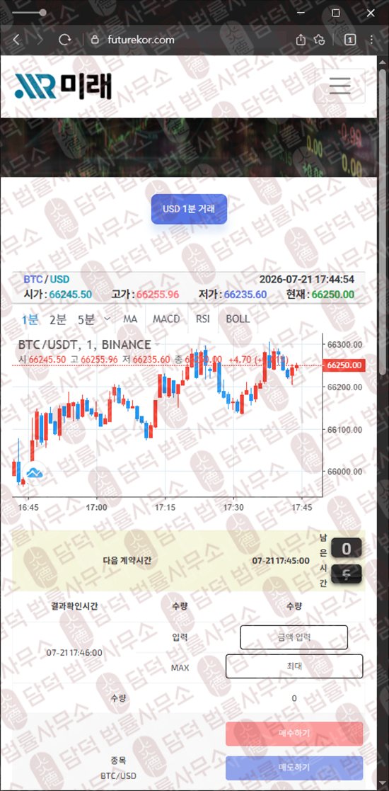 이 사진은 담덕법률사무소에서 캡쳐해둔 미래(International Exchange) 웹사이트 캡쳐 사진이며 URL은 futurekor.com 입니다.