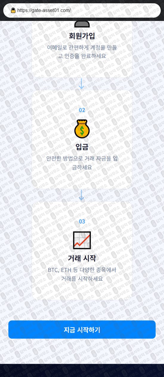 이 사진은 담덕법률사무소에서 캡쳐해둔 게이트(GATE) 웹사이트 캡쳐 사진이며 URL은 gate-asset01.com 입니다.