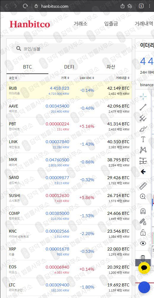 이 사진은 담덕법률사무소에서 캡쳐해둔 사칭(Hanbitsco) 웹사이트 캡쳐 사진이며 URL은 hanbitsco.com 입니다.