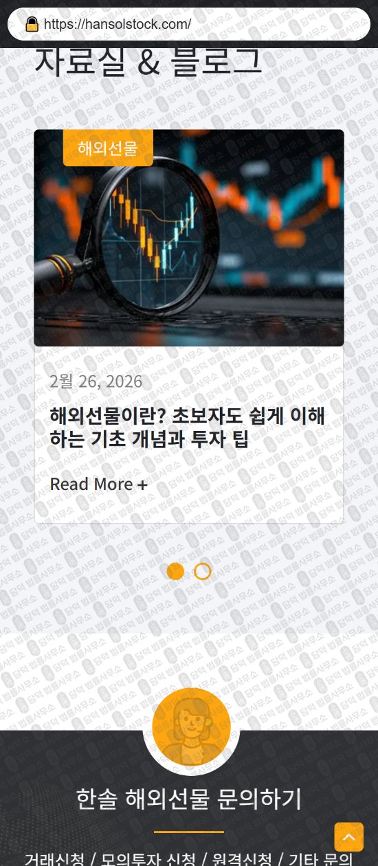 이 사진은 담덕법률사무소에서 캡쳐해둔 한솔(URL) 웹사이트 캡쳐 사진이며 URL은 hansolstock.com 입니다.