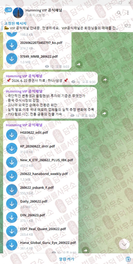 이 사진은 담덕법률사무소에서 캡쳐해둔 텔레그램(Huming VIP) 관련 자료 사진입니다.
