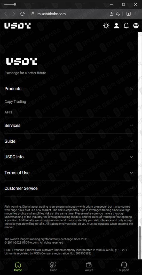 이 사진은 담덕법률사무소에서 캡쳐해둔 테더(USDT) 웹사이트 캡쳐 사진이며 URL은 token-positioncoin.com 입니다.