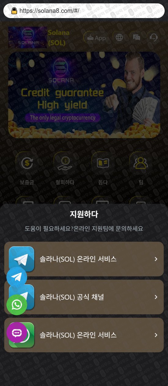 이 사진은 담덕법률사무소에서 캡쳐해둔 사칭(Solana) 웹사이트 캡쳐 사진이며 URL은 solana8.com 입니다.