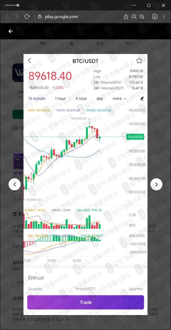 이 사진은 담덕법률사무소에서 캡쳐해둔 앱기반리딩사기(WhaleBase) 웹사이트 캡쳐 사진이며 URL은 bluewhalepro.shop 입니다.